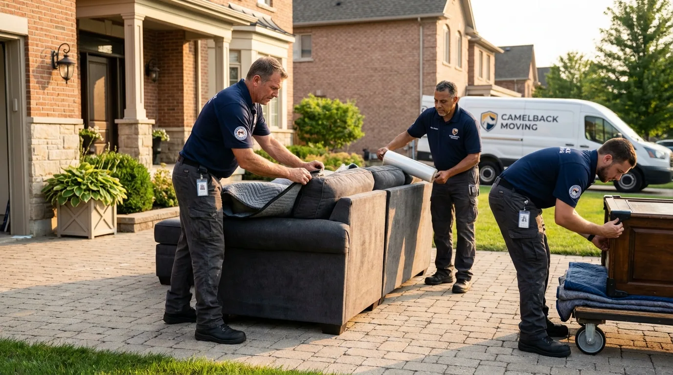 Large estate moving crew wrapping furniture in Olive Hill, KY