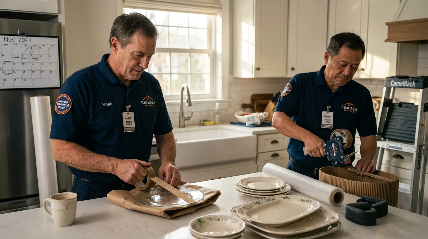 Professional crew packing kitchen dishware in Olive Hill, KY